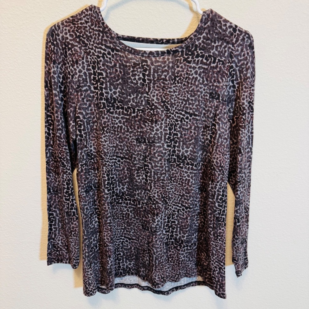 Vogo Long Sleeve Top S Animal Print Open Back‎ Casual Blouse Womens